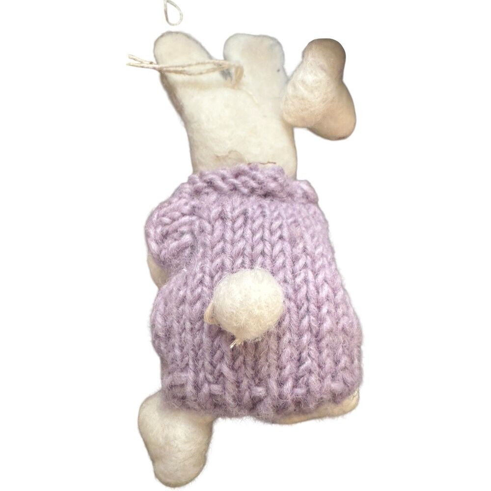4 Gry & Sif Denmark Felted Wool White Bunny Rabbits Handmade Ornaments Rare HTF - Picture 14 of 16